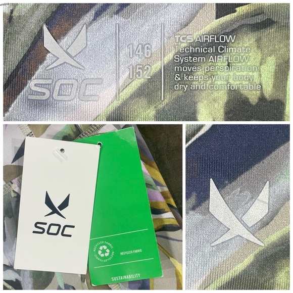 SOC Stadium Sportswear Girls High Waist Tropical Leaf Leggings L / XL - Picture 10 of 14